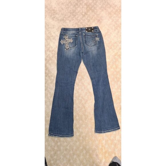 Miss Me Jeans Women's Size 27x35 Easy Boot Cut Cross Wing Pocket Bling JE5340E7K - Picture 4 of 5